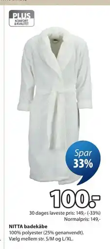 JYSK NITTA badekåbe tilbud