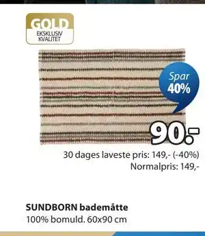 JYSK SUNDBORN bademåtte tilbud