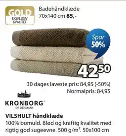 JYSK VILSHULT håndklæde tilbud