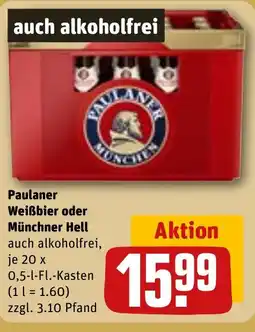 REWE DE Paulaner Weißbier oder Münchner Hell tilbud