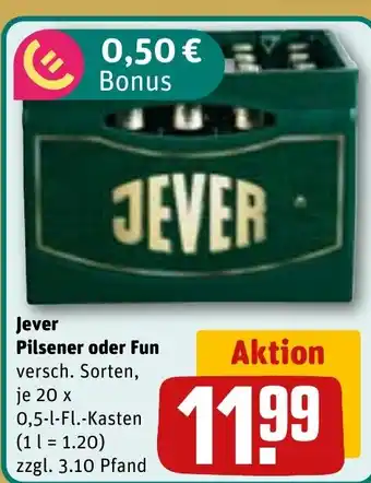 REWE DE Jever Pilsener oder Fun tilbud