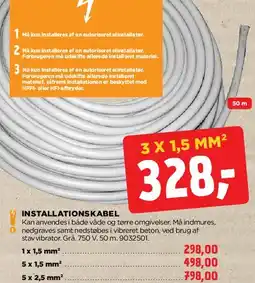 jem & fix Installationskabel 3 x 1,5 mm² tilbud