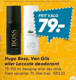 Bilka Hugo Boss / Van Gils / Lacoste deodorant tilbud