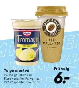 Bilka To go / yoghurt- og kaffedrikke tilbud