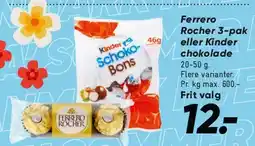Bilka Ferrero 3-pak eller Kinder Schoko-Bons tilbud