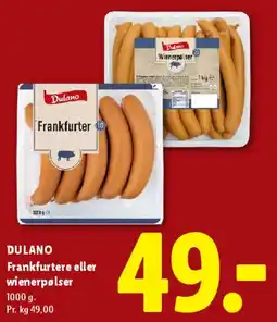 Lidl DULANO Frankfurter eller wienerpølser tilbud