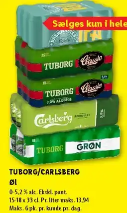 Lidl Tuborg / Carlsberg øl (kasser) tilbud
