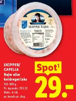 Lidl Skipper koldrøget laks / Skipper rejer tilbud