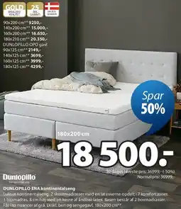 JYSK Dunlopillo kontinentalseng tilbud