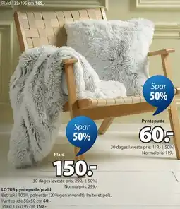 JYSK LOTUS pyntepude/plaid tilbud