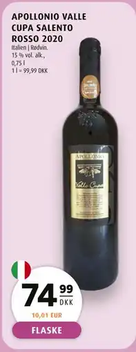 Scandinavian Park APOLLONIO VALLE CUPA SALENTO ROSSO 2020 tilbud