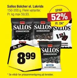 Calle Sallos Bolcher el. Lakrids tilbud