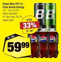 Calle Pepsi Max PET el. Faxe Kondi Energy tilbud