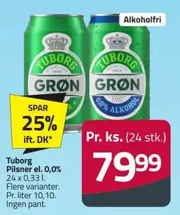 Fleggaard Tuborg Pilsner el. 0,0% tilbud