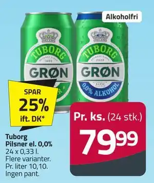 Fleggaard Tuborg Pilsner el. 0,0% tilbud