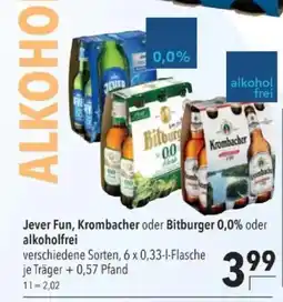 Citti Jever Fun, Krombacher oder Bitburger 0,0% oder alkoholfrei tilbud
