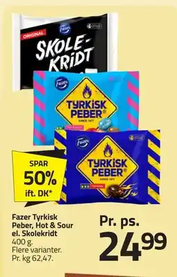 Fleggaard Fazer Tyrkisk Peber, Hot & Sour el. Skolekridt tilbud
