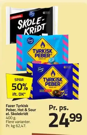 Fleggaard Fazer Tyrkisk Peber, Hot & Sour el. Skolekridt tilbud
