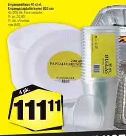 Calle Engangsølkrus 40 cl el. Engangspaptallerkener Ø23 cm tilbud