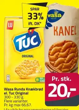 Fleggaard Wasa Runda Knækbrød el. Tuc Original tilbud
