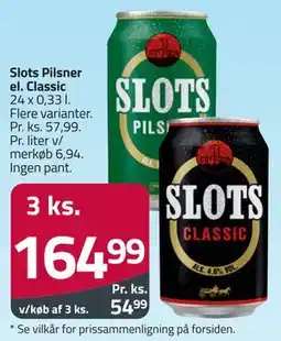 Fleggaard Slots Pilsner el. Classic tilbud