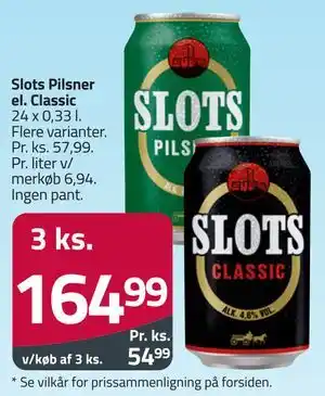 Fleggaard Slots Pilsner el. Classic tilbud