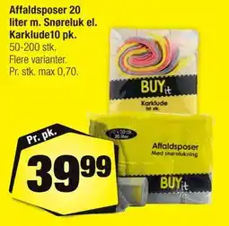 Calle Affaldsposer 20 liter m. Snøreluk el. Karklude 10 pk tilbud