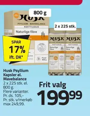 Fleggaard Husk Psyllium Kapsler el. Mavebalance tilbud