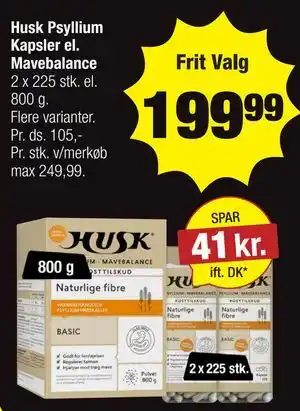 Calle Husk Psyllium Kapsler el. Mavebalance tilbud