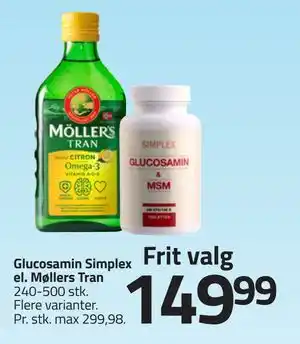 Fleggaard Glucosamin Simplex el. Møllers Tran tilbud