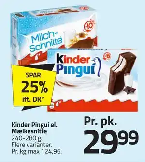 Fleggaard Kinder Pingui el. Mælkesnitte tilbud