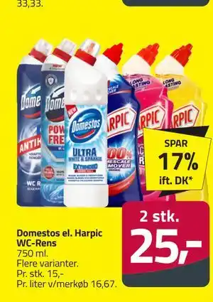 Fleggaard Domestos el. Harpic WC-Rens tilbud