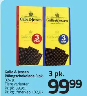 Fleggaard Galle & Jessen Pålægschokolade 3 pk tilbud