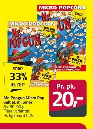 Fleggaard Mr. Popgun Micro Pop Salt el. m. Smør tilbud