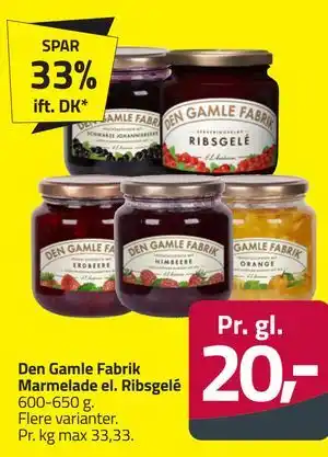 Fleggaard Den Gamle Fabrik Marmelade el. Ribsgelé tilbud