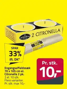 Fleggaard Engangsaffaldssæk 70 x 105 cm el. Citronella 2 pk tilbud