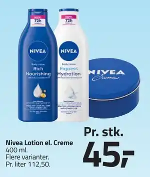 Fleggaard Nivea Lotion el. Creme tilbud
