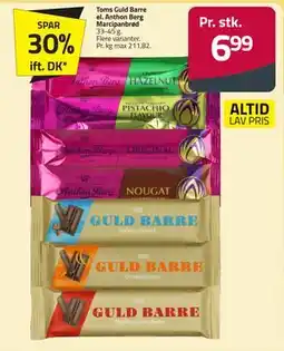 Fleggaard Toms Guld Barre el. Anthon Berg Marcipanbrød tilbud