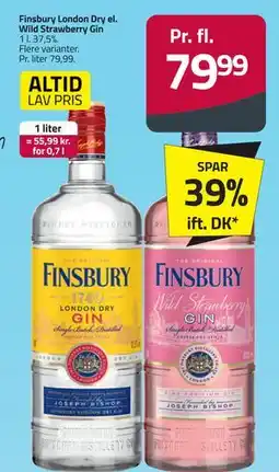 Fleggaard Finsbury London Dry el. Wild Strawberry Gin tilbud
