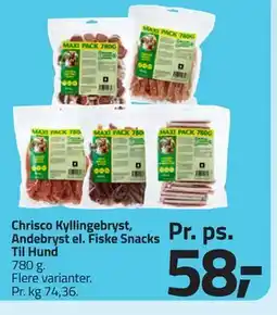 Fleggaard Chrisco Kyllingebryst, Andebryst el. Fiske Snacks Til Hund tilbud