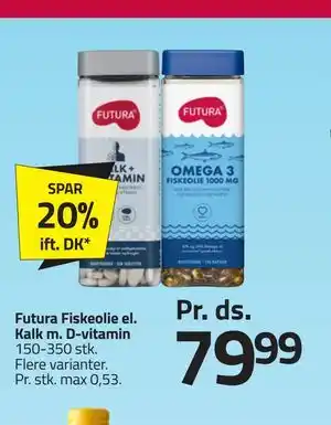 Fleggaard Futura Fiskeolie el. Kalk m. D-vitamin tilbud