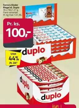 Fleggaard Ferrero Kinder Riegel el. Duplo tilbud