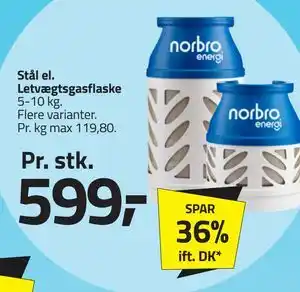 Fleggaard Stål el. Letvægtsgasflaske tilbud