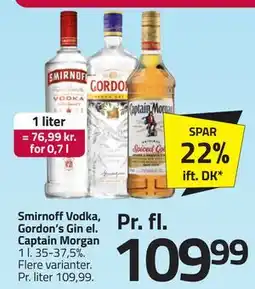 Fleggaard Smirnoff Vodka, Gordon’s Gin el. Captain Morgan tilbud