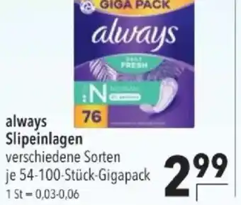 Citti always Slipeinlagen tilbud