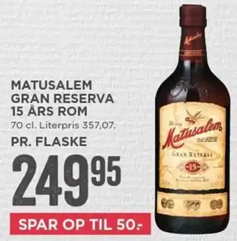 MENY Matusalem Gran Reserva 15 Års Rom tilbud