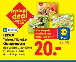 Lidl FRISKO Twister, Filur eller Champagnebrus, App-pris tilbud