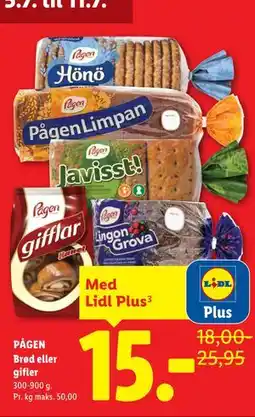 Lidl PÅGEN Brød eller gifler, App-pris tilbud