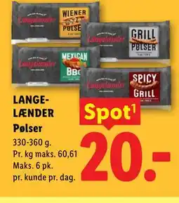 Lidl LANGELÆNDER Pølser tilbud