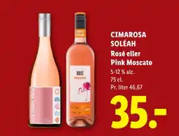 Lidl Cimarosa Soléah Rosé eller Pink Moscato tilbud